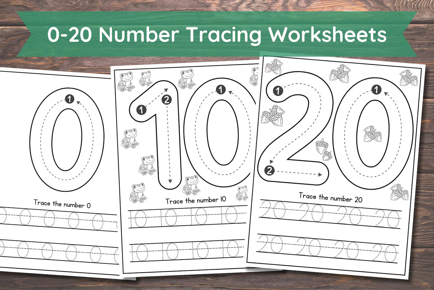 20 Number tracing worksheets, traceable numbers, preschool worksheets, 0-20 Printable Number Tracing, Kids Tracing, Handwriting Practice