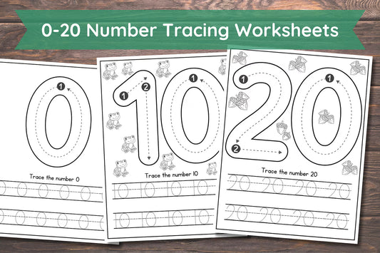 20 Number tracing worksheets, traceable numbers, preschool worksheets, 0-20 Printable Number Tracing, Kids Tracing, Handwriting Practice