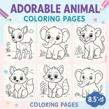 220 Cute Animal Coloring Pages for Kids | KDP Interior Ready | Printable Coloring Book | 8.5x11” Digital Download