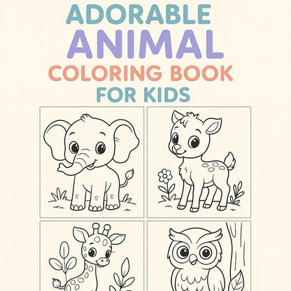 220 Cute Animal Coloring Pages for Kids | KDP Interior Ready | Printable Coloring Book | 8.5x11” Digital Download