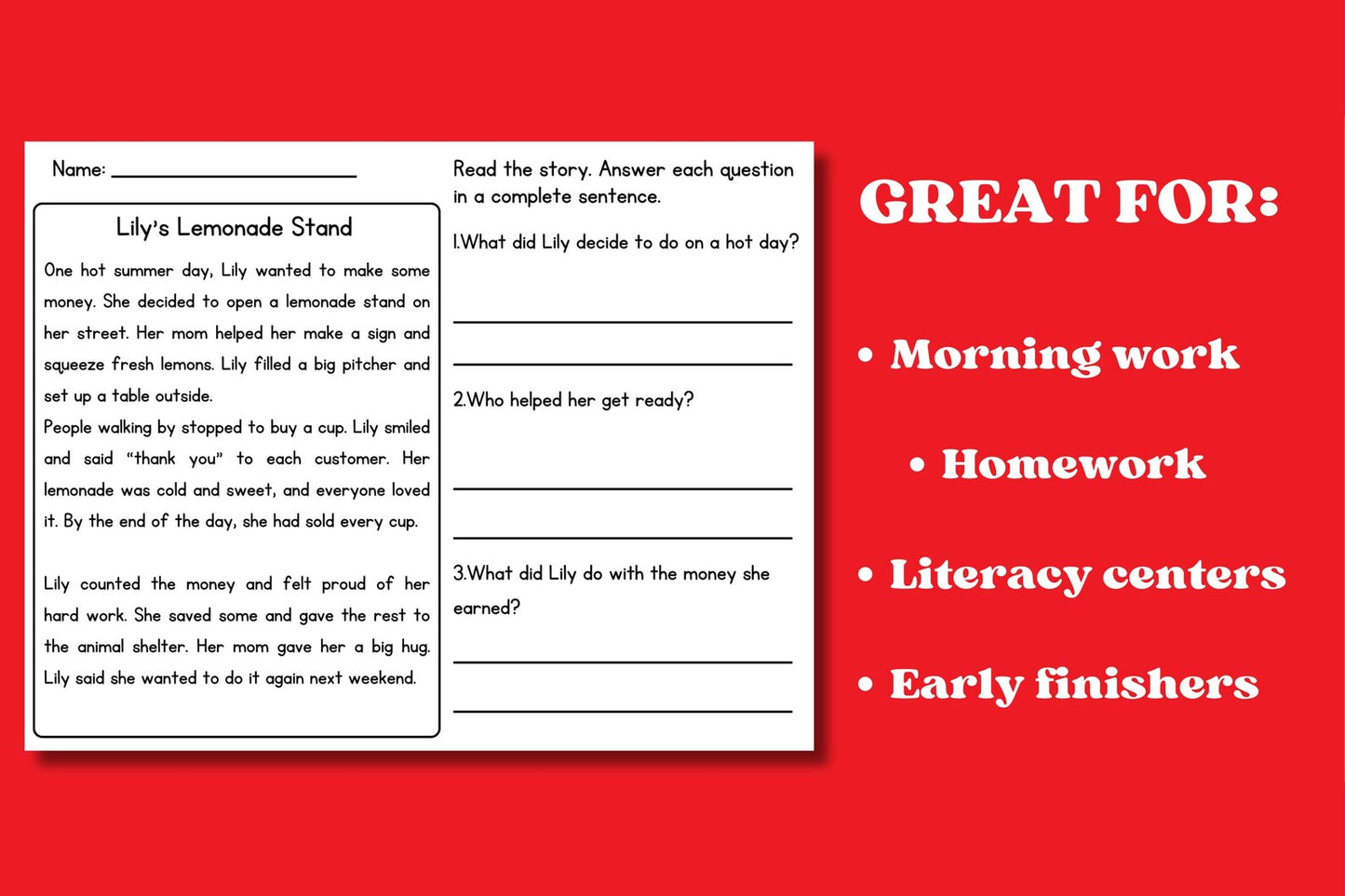 Reading Comprehension Worksheets, Stories with Questions, Reading Activities, Reading Passages, Second Grade, 2nd Grade ELA Worksheets