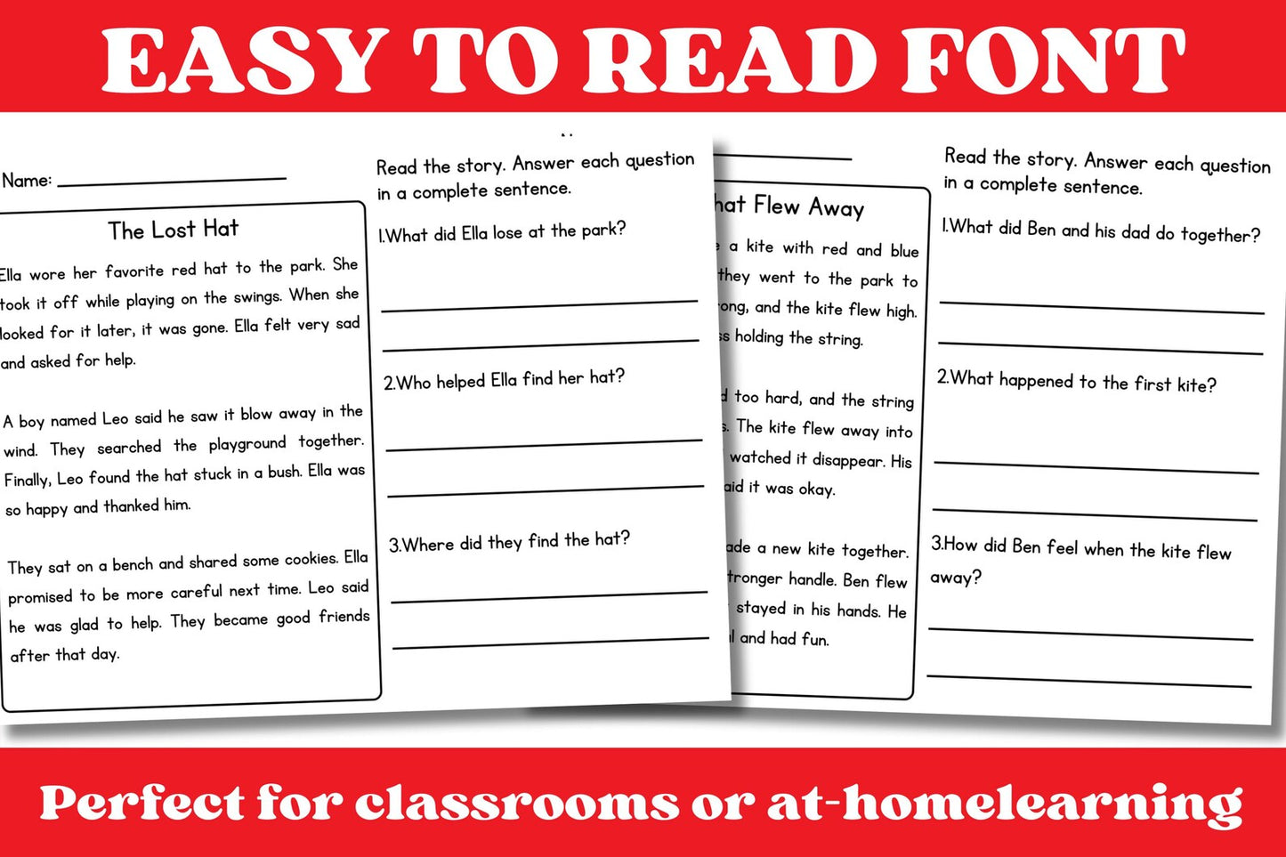 Reading Comprehension Worksheets, Stories with Questions, Reading Activities, Reading Passages, Second Grade, 2nd Grade ELA Worksheets