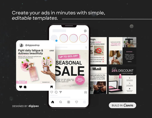 30 Ecommerce Ad Templates, Canva Marketing Ads for Online Store, Instagram Facebook Meta Ads, Social Media Templates for Product Promotion